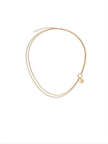 Колье из красного золота «Двойная Гурмета с диском»